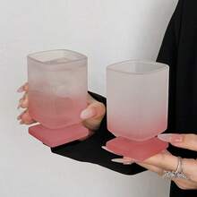 2件套高级渐变粉色杯子，完美方形马克杯，独特造型杯子 - 粉色 - 查看 7