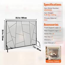 Fireplace Screen Single Panel, Sturdy Iron Mesh Fireplace Screen, 35.6"(L) X28.4"(H) Spark Guard Cover, Simple Installation, Free Standing Fire Fence Grate For Living Room Home Decor Modern - Structured Black - View 7