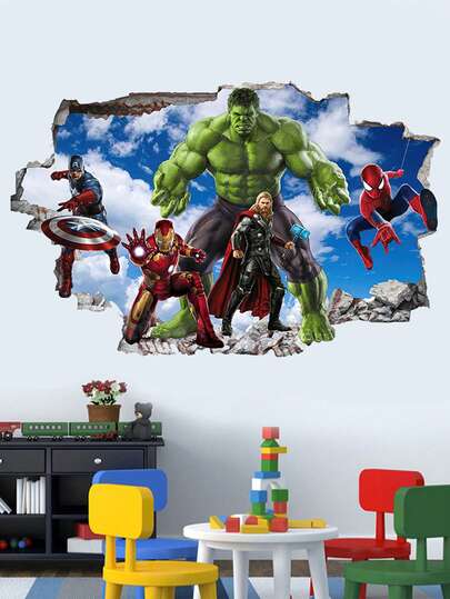 Marvel 3D 벽 스티커 - 어벤져스: 클라이밍 벽 - 거실, 침실, 주방, 식당, 홈 데코 선물, 벽 데칼
