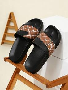 夏季男士时尚拖鞋，情侣拖鞋，防滑沙滩花园平底凉鞋，男士户外人字拖，休闲软底舒适拖鞋，室内拖鞋，浴室防滑凉鞋，适合居家、室内外穿着，鞋带尺寸 36-45，节日礼物（不对称图案） - 黑棕 - 查看 7