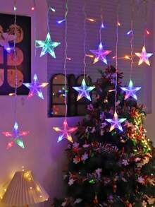 1条2米/6.56英尺电池供电星形串灯，家居窗帘装饰，室内房间装饰，卧室装饰，墙面装饰串灯，婚礼派对节日星形仙女灯 - 無色 - 查看 8