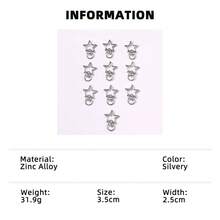 10pcs Fashionable Simple Star Clasp Hook Diy Keychain Material Accessories - Silver - View 17