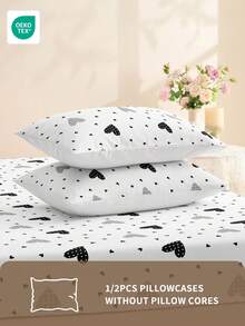 1个轻盈透气枕套，黑白卡通爱心图案，柔软舒适，信封式开口，抗皱，呵护秀发和肌肤，改善睡眠，不含枕芯，适用于卧室、床上用品，超柔软透气，无填充物，可机洗，适用于客厅、家居、卧室装饰、房间装饰，通过OEKO-TEX认证 - 彩色 - 查看 9