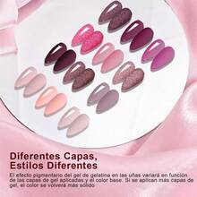 12pc 5ml GAOY para Uñas Magnético Gato Ojo + Top Coat para Uñas, Esmalte de Gel Transparente Rosado Claro Brilliante con Purpurina, Materiales para Uñas Soak Off UV LED para Diseño de Arte de Uñas - Rosa - Ver 2