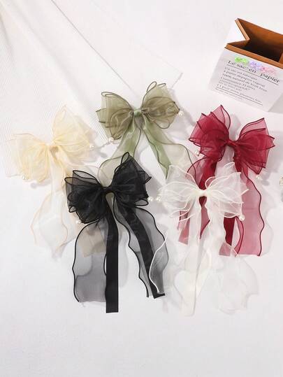 双层纯色蝴蝶结发夹，百搭发饰，适合开学季及所有季节