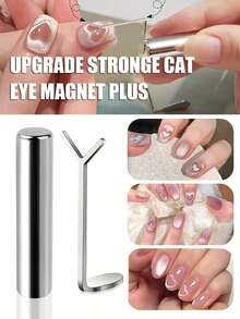 Y-Shape Cat Eye Nail Magnet Set Creating Heart Cat Claw Shapes On Nails Y-Shape Iron Wire Magnetic Nail Art Accessories Tools,Nail Supplies, 3D Double-Ended Nail Stickers, French Cat Eye Magnetic Effect, 2-In-1 Magnetic Nail Stickers,Gel Nail Polish - Silver - View 2