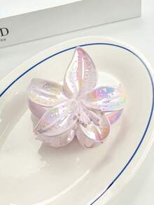 1个/3个/6个 花卉印花休闲（聚苯乙烯）多巴胺糖果色电镀彩色百合花发爪夹，优雅女士发饰 - 彩色 - 查看 8