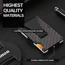 RFID Blocking Minimalist Slim Card Holder, Men's Business Holder Pocket Cash Credit Slim Wallet, American Flag Artcraft Card Holder With Money Clip, Men's Wallet - Carbon Fiber - 查看 7