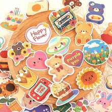 108pcs Original Kawaii Korean Watercolor Bear Sticker Set, For Decorating Notebooks, Diaries And More Back To School - 彩色 - 查看 6