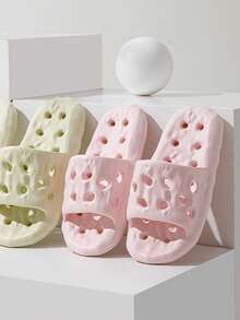 Bathroom Slippers, Breathable Perforated, Anti-Slip, Quick Drying, EVA, Quiet, Suitable For Home, Indoor, Hotel, All Seasons - Pink - View 6