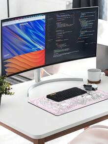 Mouse Pad, Large Gaming Desk Mat, Non-Slip Rubber Base, Cute Aesthetic Desk Pad For Office, Home, Gamers, Students, And Work From Home Setup - White - View 3