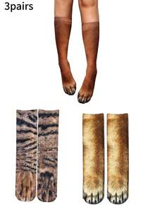 1 Pair Fashionable & Funny Animal Print Knee High Socks - Multicolor - View 7