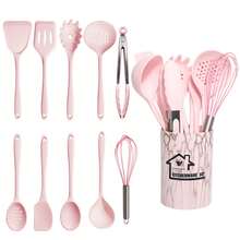 Heat Resistant Silicone Kitchenware Set, Kitchen Utensil Set, Cooking Utensil Set, One-Piece Silicone Handle Non-Stick Cookware Set, Washable Modern Cookware, Kitchen Supplies, Kitchen Small Tools, Kitchen Essentials, Kitchen Baking Tools - Multicolor - View 9