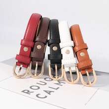 A Solid-Colored Adjustable Buckle Belt With A Belt Punch, Suitable For Summer, Autumn School Days, Parties, Festivals, And Other Occasions - Camel - View 4
