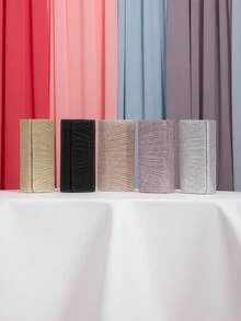 Clutch Bag, Party Bag, Striped, Wrinkled, Wavy, Glitter, Messenger Bag, Crossbody Bag, Chain Strap, Silver Clutch That Fits A Cell Phone. Can Be Used As A Clutch Or Crossbody Bag. Clutch With Removable Strap. - 黑色 - 查看 7