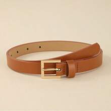 1pcsSimple & Fashionable Square Buckle Waist Belt For Women, Solid Color Elegant Lady Dress Pants Belt, Retro Casual Waist Belt, College Style, Suitable For Daily Commute, Can Be Gifted Summer, School Fall, Autumn, Halloween - 棕色 - 查看 8