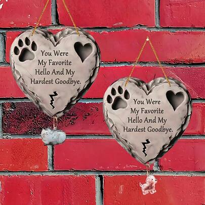 2D Flat 1-Piece Heart-Shaped Pet Memorial Resin Plaque With Cat/Dog Hair Storage Bottle, Featuring The Message "You Are My Favorite," 6.3 Inches X 6.3 Inches, With Paw Print Details | Detailed Print, For Anniversary Decorations For Lost Pets
