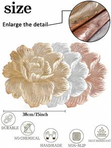 1-150pcs Gold Rose PVC Placemats, Washable, Easy To Clean, Wipe-Clean, Non-Slip, Holiday Wedding Party Dining Table Decor - Multicolor - View 6