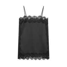 Áo kiểu nữ DEEKA mùa hè mới, chất liệu satin ren đen, kiểu dáng tối giản kết hợp phong cách Âu và Mỹ. - Ren đen - Xem 2