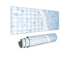 1 件装浅蓝色格子星形图案鼠标垫，简约清新少女风桌面垫，大号防滑办公游戏键盘垫 - 長方形 - 查看 2