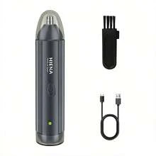 Recortador eléctrico de vello nasal para hombre, recargable por USB y con batería de larga duración. Compacto y portátil, con cabezal desmontable y lavable. Recortador indoloro de cejas, rostro y nariz, el regalo perfecto para el Día del Padre. - Negro - Ver 2