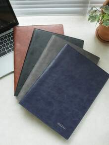 1pc Customized Name A4/Letter Size File Folder, Vintage Personalized Engraved Gold Letter Combination, Customized Vintage Leather File Folder With Pen Holder, Customized Magnetic Clipboard Notebook File Folder, Customized Business File Folder, Personalized Notebook, Business Gift, Upgrade Corporate Gift, Travel Organizer, Quiet Luxury - Multicolor - View 2