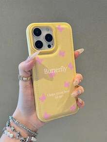 1pc Textured Butterfly Pattern Creative Phone Case, Compatible With IPhone 11 12 13 14 15 16 17 Series, Suitable As Gift For Family, Friends, Various Holidays - Black - View 3