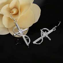 925 Sterling Silver Plated Elegant Noble Design Beautiful Fashion Women Wedding Earring Jewelry Free Shipping Factory Price - Silver - View 5