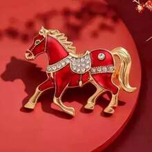 1枚欧美热销胸针 跨境新款卡通生肖创意珐琅滴油小马胸针 精致百搭头巾别针
