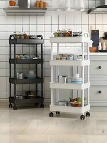Multi-Function Rolling Storage Cart - Available In 3/4/5 Tier Storage Configurations, 360-Degree Swivel Casters, Durable Space-Saving Organizer Rack. Suitable For Office, Living Room, Kitchen Spice Rack, Bedroom Vanity. Multipurpose Wheeled Storage Cart, Portable Kitchen Shelving Unit, Kitchen Storage Accessory, Warehouse Shelving Unit. Can Replace Folding Tables, Provides Excellent Storage Solution For Office Desks! - Multicolor - View 1