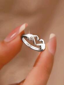 1pc S925 Sterling Silver Personalized European & American Style Creative Heart Ring, Women's Niche Design Double Heart-Shaped Open Ring, Minimalist Chic Romantic Versatile Gift - Love - View 6