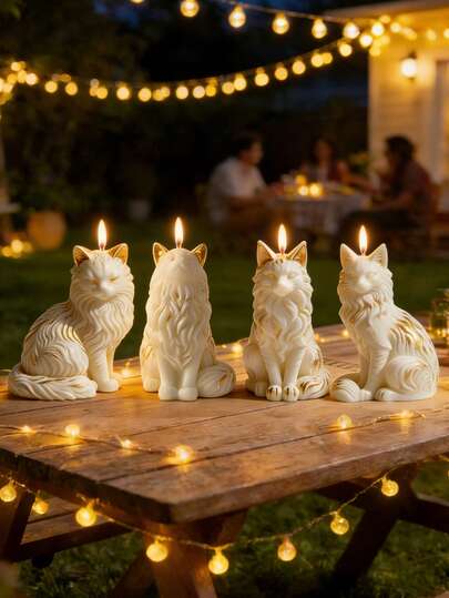 1pc 3D Realistic Sitting Maine Coon Silicone Mold Plush Texture Easy Demold Reusable For Gypsum/Clay/Resin/Cement/Soap Candle Mold Home Decor Gift For Handmade Enthusiasts