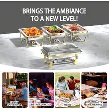 Gold Self-Serve Buffet Warmer, Premium Buffet Warming Tray, Full Set Buffet Warming Appliance - Half-gold Stove - View 3