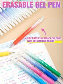 Nouveaux stylos-gel à bouton-poussoir colorés, ensemble de 12/24/36 couleurs de stylos-gel rétractables et effaçables, convient aux étudiants, au dessin, au marquage, séchage rapide, sans bavure, fournitures de papeterie et d'art - Multicolore - Voir 6