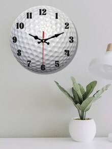 1 Peça Relógio de Parede de Madeira com Formato de Bola de Golfe de 10/12 Polegadas, Design Elegante e Simples, Relógio de Quartzo Silencioso, Adequado para Sala de Estar, Quarto, Cozinha, Escritório, Escola, Decoração Doméstica, Arte de Parede, Presente Ideal para Amantes de Esportes, Presente de Aniversário Perfeito - Multicolorido - Visão 2