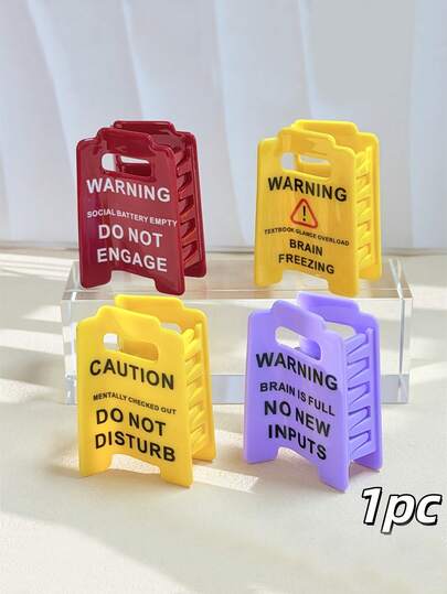 1pc Women's Caution Sign Claw Hair Clip, Do Not Approach Claw Hair Clip, Interesting Yellow Hair Clip Suitable For Creating Thick, Flamboyant Styles, A Great Gift For Colleagues And Friends - Bohemian Street Style