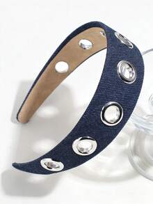 1件装 女孩时尚个性化牛仔镂空发箍，多功能发圈，适合日常、派对、学校等各种场合 - 彩色 - 查看 9