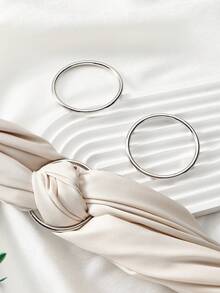 1个女士纯色圆形环形丝巾夹，金属头巾固定胸针，防滑丝巾配件，适用于各种围巾、披肩、头巾，多种图案可选 - 彩色 - 查看 6