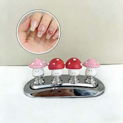 Cute Mushroom 3D Toilet Button, Acrylic Nail Protector, Resin Material, Effortless Pressing, Ideal Gift For Holidays And Valentine's Day