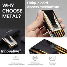 RFID Blocking Minimalist Slim Card Holder, Men's Business Holder Pocket Cash Credit Slim Wallet, American Flag Artcraft Card Holder With Money Clip, Men's Wallet - Wooden Flag - 查看 5