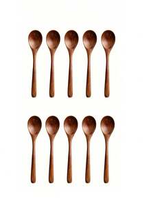 1/2/5/10pcs Japanese Camphor Wood Long Handle Wooden Spoons For Eating Rice, Stirring, Ramen - Brown - View 13