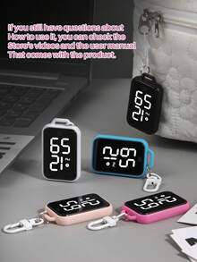 方形/圆形迷你数字时钟钥匙扣 - 运动设计，LED数字显示挂式怀表钥匙扣，小巧便携，是圣诞节、复活节、生日、毕业典礼和开学季的理想礼物 - 多色 - 查看 6