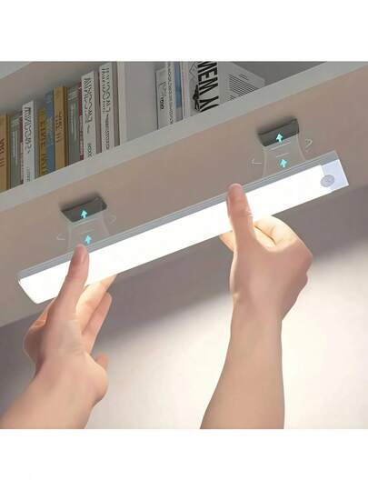 1pc USB Rechargeable LED Motion Sensor Cabinet Light, Bedroom Night Light Bar, Warm/White Light, Wireless USB Charging Night Lamp, Indoor Wardrobe Light, Magnetic Adhesive Cabinet Light, Suitable For Kitchen, Wardrobe, Cabinet, Stairs