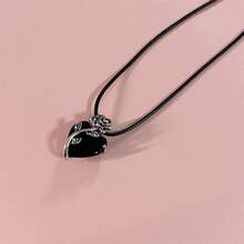 1pc Heart & Rose Pendant Necklace, Crystal Jewelry Gift For Women, Valentine's Day - Love - View 5