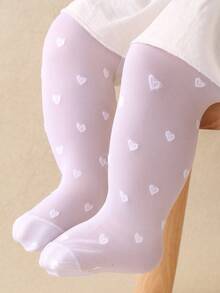 4/1 Pair Random Cute Heart Pattern Tights For Baby Girls, Black/White/Beige/Pink, Velvet Soft Breathable Skinny Leggings, Princess Pantyhose, Match All Skirts, Also Suitable As Gifts - Multicolor - View 7