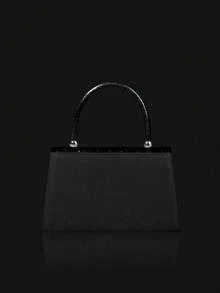 闪亮亮片女士晚宴手提包，奢华A字型派对包，优雅新款女士婚礼礼品包，配有闪亮水晶吊坠首饰套装，包括项链、耳环和手链，非常适合派对、舞会、晚宴和聚会。 - 黑色 - 查看 8