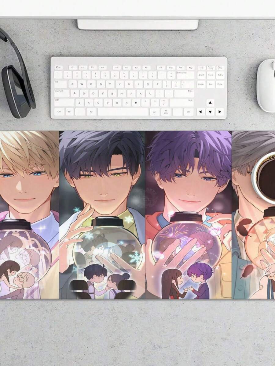 15.75*35.43in Inch Large Extended Mouse Pad, Gaming Keyboard Desk Mat With Non-Slip Rubber Base & Water-Resistant Design, Perfect For Home, Office & Gaming Use, Black - White - View 1
