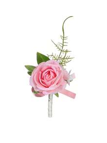 Wedding Boutonniere Set, Artificial Flower Bracelet, Homecoming Corsage Bracelet, Men's Boutonniere, Wedding Floral Accessories, Prom Suit Decoration - Multicolor - View 16