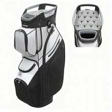 15-Way Divider Golf Cart Bag With 9 Zipper Pockets & Single Strap, Fashionable Style - Gray-black - View 3