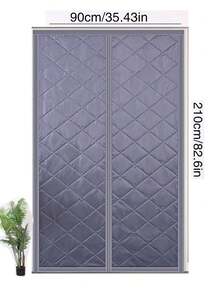 1 pieza Cortina aislante térmica para decoración del hogar, cortina de puerta de otoño/invierno, cálida y a prueba de viento, con divisor de puerta magnético y silencioso - Multicolor - Ver 5